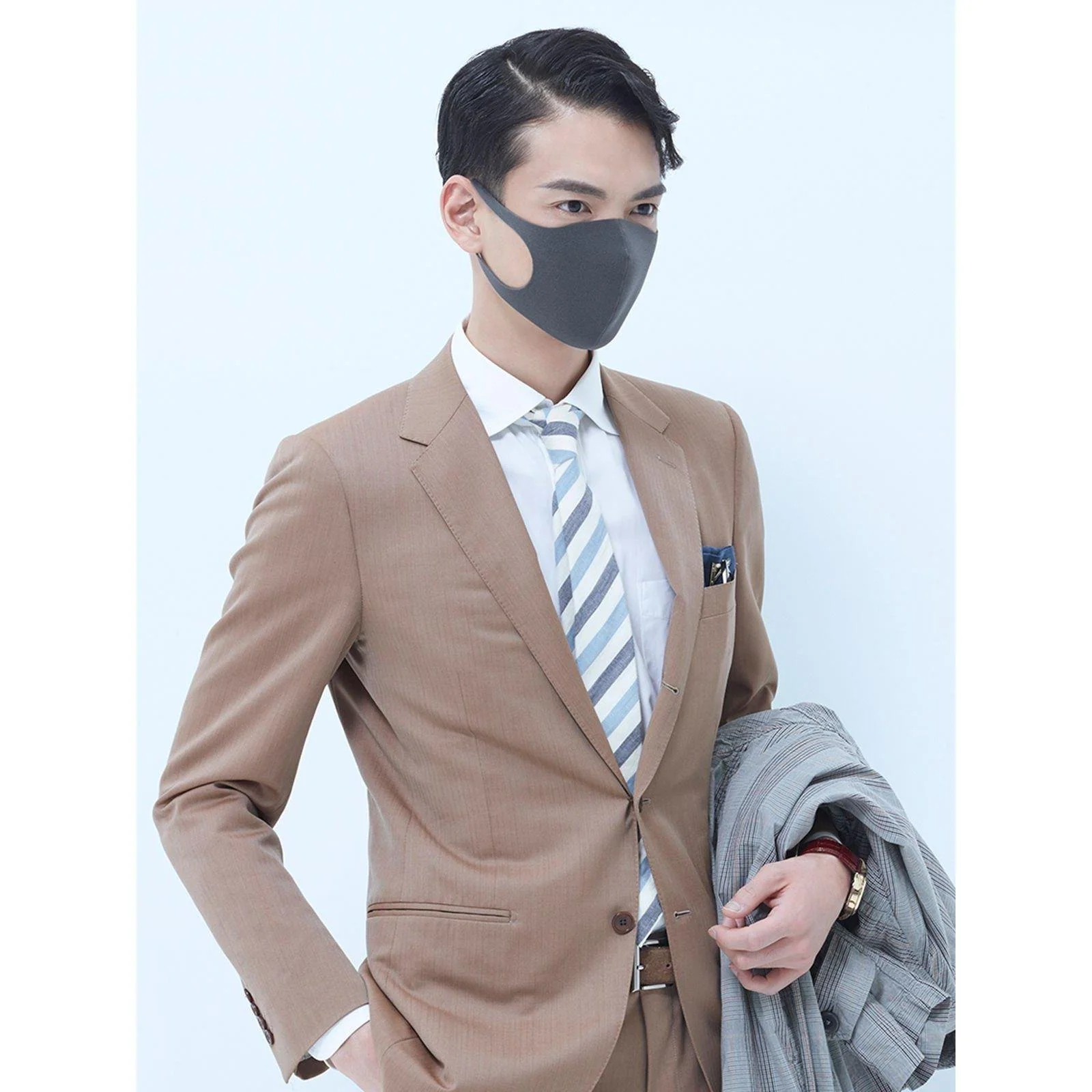 Arax Pitta Mask Gray Regular Size Breathable Face Mask 3 Pack - Image 2