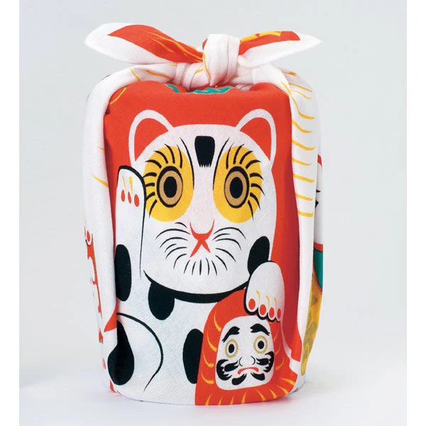 Fukukochae Furoshiki Maneki Neko Small Cotton Wrapping Cloth 48cm - Image 2