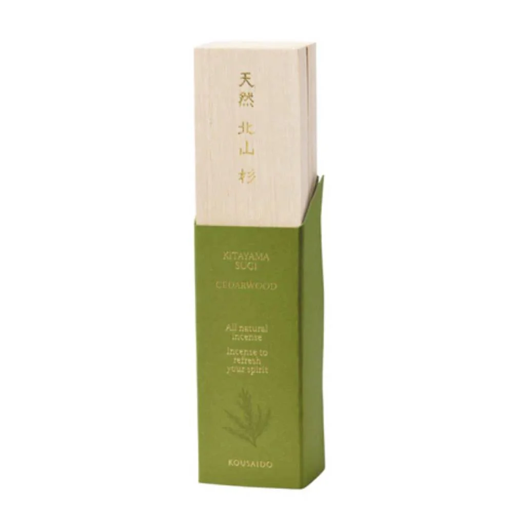 Kousaido All Natural Kitayama Sugi Cedar Incense in Wooden Box 20 Sticks