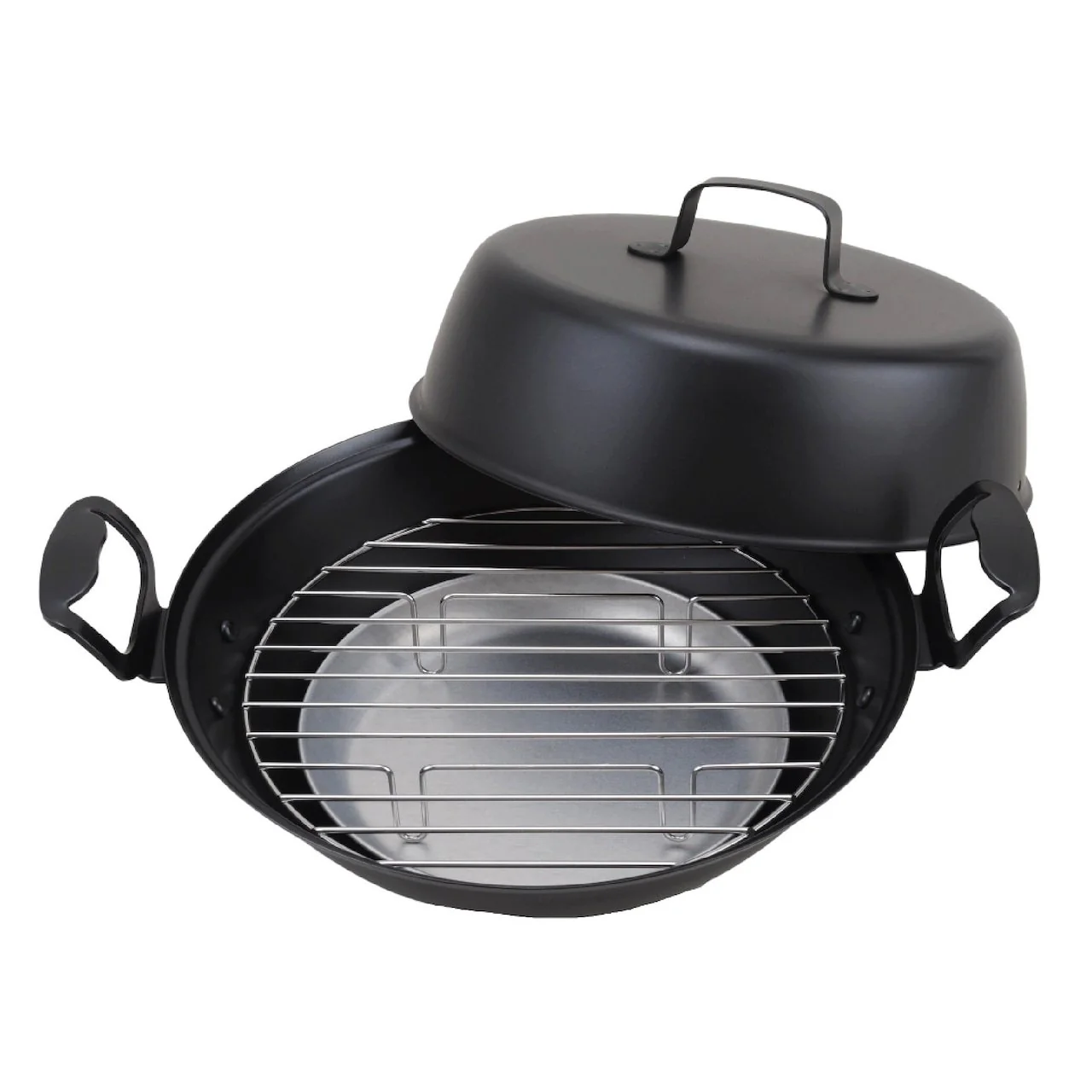 Ptygrace Iron Smoker Durable Smoking Pot & Grill For Camping 27cm
